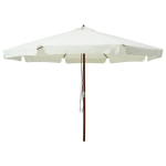 Lauko skėtis su mediniu stulpu vidaXL, 330 cm, baltas