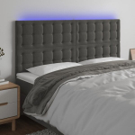 Galvūgalis su LED, Aksomas, 160x5x118/128cm, tamsiai žalia