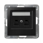 Ospel Impresja Gniazdo Telefoniczne 2xrj11 Czarny Metalik Gpt-2yn/m/33