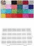 Stiklinių apvalių karoliukų (biserio) 6/0 RainBow&reg; 24 spalvų po 10 g rinkinys su dėžute, ry&scaron;kus