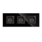 Trivietis ki&scaron;tukinis lizdas su stikliniu rėmeliu Feelspot, juodas,Trivietis ki&scaron;tukinis lizdas su stikliniu rėmeliu Feelspot, juodas