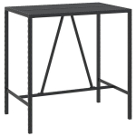 vidaXL Stalas su stikliniu stalvir&scaron;iu, juodas, 110x70x110cm, ratanas