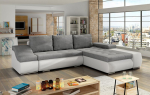 De&scaron;ininė kampinė sofa Ontario, pilka/balta