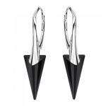 Sidabriniai auskarai su Swarovski kristalais DiamondSky Spike II (Jet) DS02A543