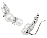 JwL Luxury Pearls I&scaron;ilginiai sidabriniai auskarai su tikrais perlais ir kristalais JL0300 sJL0300