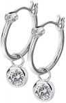 Hot Diamonds Sidabriniai apvalūs auskarai su 2in1 deimantais Hoops Topaz DE628 sHD1299