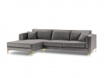 Kampinė sofa Luis 5, &scaron;viesiai pilka/auksinė