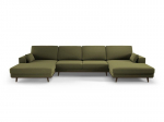 Panoraminė velvet sofa Hebe, 6 sėdimos vietos, žalia