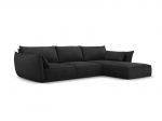 De&scaron;ininė kampinė sofa Vanda, 4 sėdimos vietos, tamsiai pilka