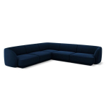 Aksominė simetrinė kampinė sofa Micadoni Miley, 252 x 252 x 74, mėlyna