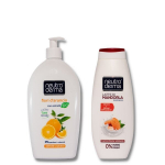BIO muilas veidui ir rankoms Apelsinų žiedai ir Du&scaron;o žele Migdolų pienas Rinkinys 2 vnt 1000ml+ 750ml