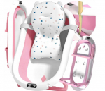 Sulankstoma kūdikių vonelė su silikoniniu vaiki&scaron;ku termometru ir pagalvėle