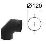 90&deg; lenkimas. Juodas metalas 2 mm. D-120 mm.