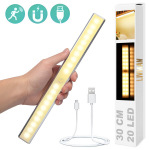 Belaidis magnetinis &scaron;viestuvas LIVMAN MSL-02 su judesio jutikliu - jutiklinis &scaron;viestuvas, 20LED, 30cm, 2,8W, įkraunamas per USB, 3 ap&scaron;vietimo režimai