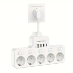 Maitinimo lizdas su 5 jungtimis ir USB adapteriais.