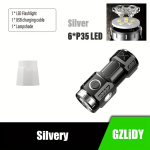Gzlidy Itin Ry&scaron;ki USB Įkraunama LED Žibintuvėlis Campingui,  Sidabrinis