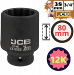 12-kampė 3/4" 38mm Cr-mo auk&scaron;ta jungė Jcb