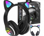 Bluetooth Ausinės Cat Ears LED , juodos spalvos