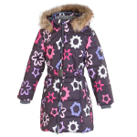 Huppa Mergaičių žieminis paltas YACARANDA, dark gray snow pattern