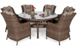 7-ių dalių laukoauko baldų komplektas Bristol Round Elegant 150 cm, rudas