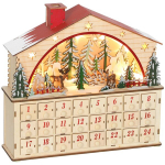 Advento kalendorius, kurį galima užpildyti 24 stalčiais Kalėdų kalendorius su LED lemputėmis Natūralaus medžio 36 x 10 x 34 cm, Natūrali mediena