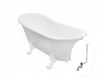 Vonia Besco Olaya 160, White+White, su sifonu su persipylimu Klik-klak Chrome
