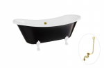 Vonia Besco Amelia B&W 190, Black/White+White, su sifonu su persipylimu Klik-klak Gold