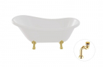 Vonia Besco Otylia 170, White+Gold, su sifonu Klik-klak Gold