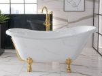 Vonia Besco Otylia 170, White+Gold, su sifonu su persipylimu Klik-klak Gold