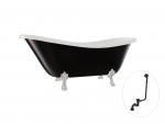 Vonia Besco Otylia B&W 160, Black/White+Chrome, su sifonu su persipylimu Klik-klak Black