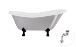 Vonia Besco Otylia Glam 160, Silver+Black, su sifonu Klik-klak Chrome