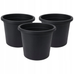 Juodos plastikinės vazonų komplektas, 3 vnt., 14,5 cm