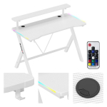 Huzaro Hero 1.9 rgb white žaidimų stalas 120 cm &ndash; baltas, su LED ap&scaron;vietimu ir lentyna