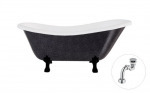 Vonia Besco Otylia Glam 160, Graphite+Black, su sifonu Klik-klak Chrome