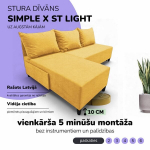 Kampinis i&scaron;skleidžiamas sofos-lova Simple X St Light, Podrez, geltona