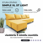 Didelis kampinis sofos be porankių Simple XL St Light Geltona