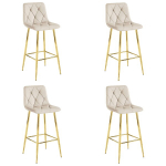 Baro kėdžių komplektas Leobert NADO aksominės smėlio spalvos su auksinėmis kojelėmis