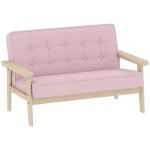 Vaikų kėdė, vaikų sofa su mediniu rėmu, aksomo i&scaron;vaizda, pamink&scaron;tinta, skirta 3&ndash;15 metų vaikams, rožinė