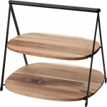 Patiekimo rinkinys Lumarko QUEST dviejų lygių užkandžių stovas i&scaron; akacijos medienos 27x18x25 cm