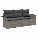 3 dalių sodo sofa rinkinys su pagalvėmis pilko poli rataninio
