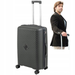 Vidutinio dydžio juodas lagaminas su ratukais kelionėms lėktuvu, 74 l talpos, madingas ir patvarus, Wowbag 7900 M dark grey