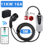 elektrisko auto uzlādes stacijas kabeļi junsun Type 2, 11 kW 16A, 5 m kabelis, sieninis dėklas, eu, cee