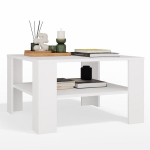 Stolik Kawowy Z P&oacute;łką Pod Blatem SQUARE BIAŁY Ława Do Salonu Pokoju