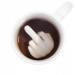 Juokingas puodelis su paslėptu gestu humoristinė dovana Up Yours Prank 300 ml thumbsUp!