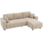 L formos kampinis sofos su lanksčia &scaron;ezlongu, 3 vietų sofa su 2 pagalvėlėmis, metalinis rėmas, skirtas svetainei, smėlio spalvos