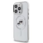 Karl Lagerfeld IML Metal Karl&Choupette Head MagSafe dėklas iPhone 15 Pro &ndash; baltas
