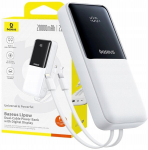 Powerbank Baseus Lipow 20000mAh 22,5W z dwoma wbudowanymi kablami z dodatkowym kablem Baseus Simple USB-A - USB-C 3A 20cm - biały