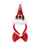 SEQUIN MINI SANTA HAT WITH 2 JINGLE BELLS & BOW TIE