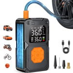 Belaidis padangų kompresorius automobiliui su LED ir manometru, 150 PSI