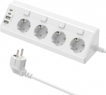 Kampinis laidų tee su USB, baltas